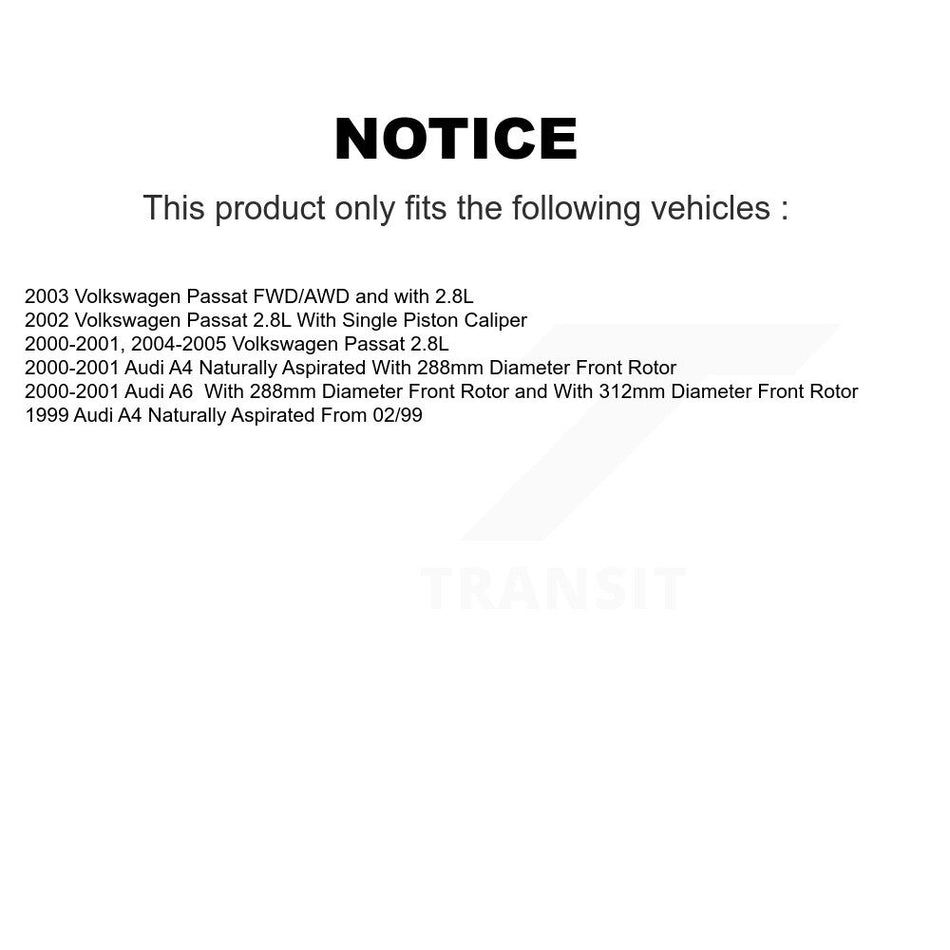 Front Wheel Bearing With Disc Brake Rotors And Semi-Metallic Pads Kit For Volkswagen Passat Audi A4 Quattro KBB-102556