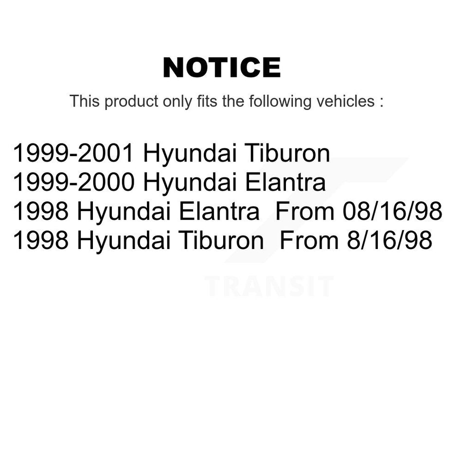 Front Wheel Bearing With Disc Brake Rotors And Semi-Metallic Pads Kit For Hyundai Elantra Tiburon KBB-102607