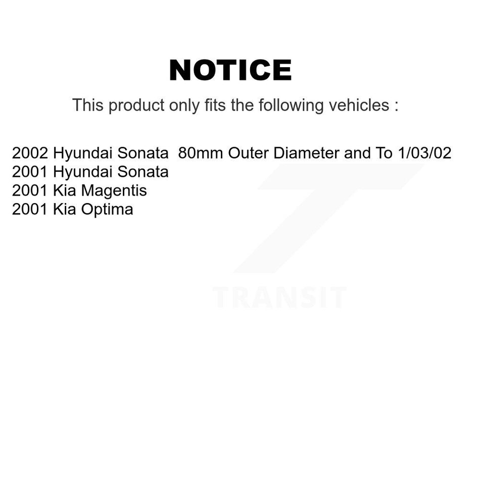 Front Wheel Bearing With Disc Brake Rotors And Semi-Metallic Pads Kit For Hyundai Sonata Kia Optima Magentis KBB-102676