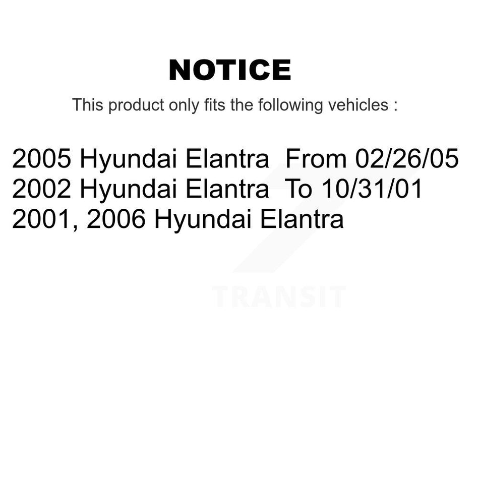 Front Wheel Bearing With Disc Brake Rotors And Semi-Metallic Pads Kit For Hyundai Elantra KBB-102680