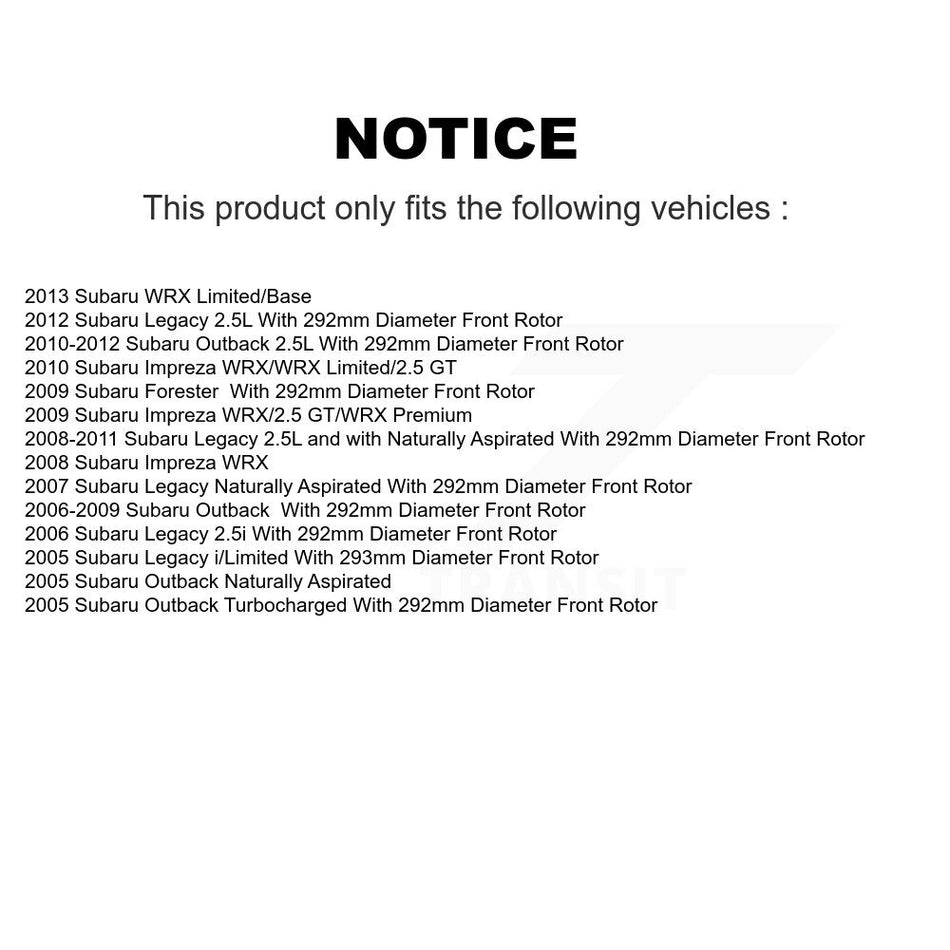 Front Hub Bearing Assembly With Coated Drilled Slotted Disc Brake Rotors And Semi-Metallic Pads Kit For Subaru Outback Legacy Forester Impreza KBB-103065