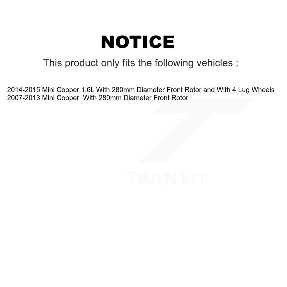 Front Hub Bearing Assembly With Coated Drilled Slotted Disc Brake Rotors And Semi-Metallic Pads Kit For Mini Cooper KBB-103134