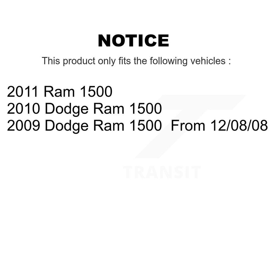 Front Hub Bearing Assembly With Coated Drilled Slotted Disc Brake Rotors And Semi-Metallic Pads Kit For Dodge Ram 1500 KBB-103216