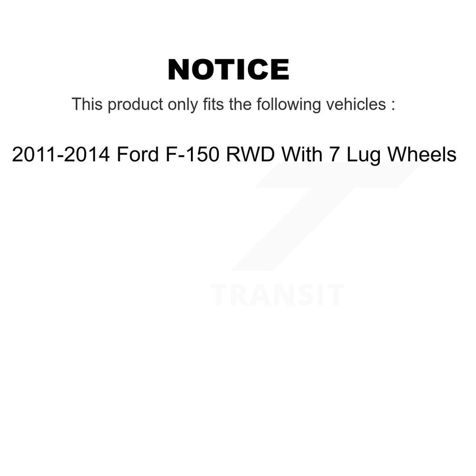 Front Hub Bearing Assembly With Coated Drilled Slotted Disc Brake Rotors And Semi-Metallic Pads Kit For 2011-2014 Ford F-150 RWD 7 Lug Wheels KBB-103226