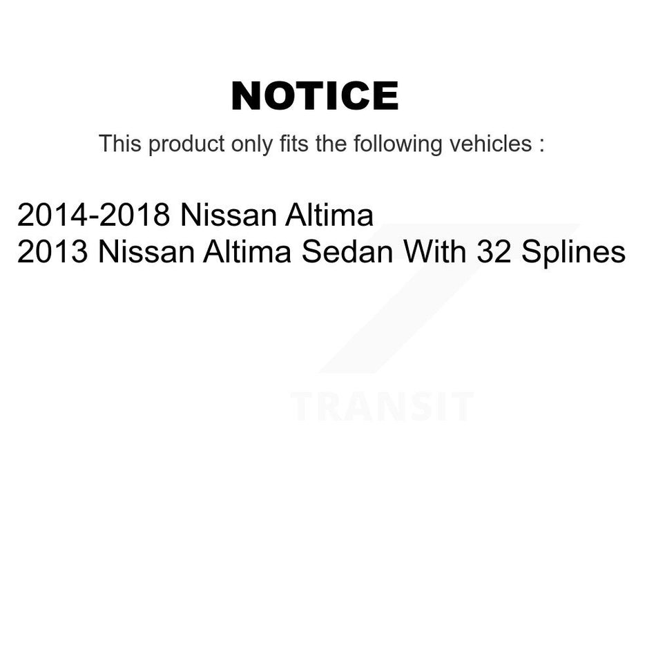 Front Hub Bearing Assembly With Coated Drilled Slotted Disc Brake Rotors And Ceramic Pads Kit For Nissan Altima KBB-103324