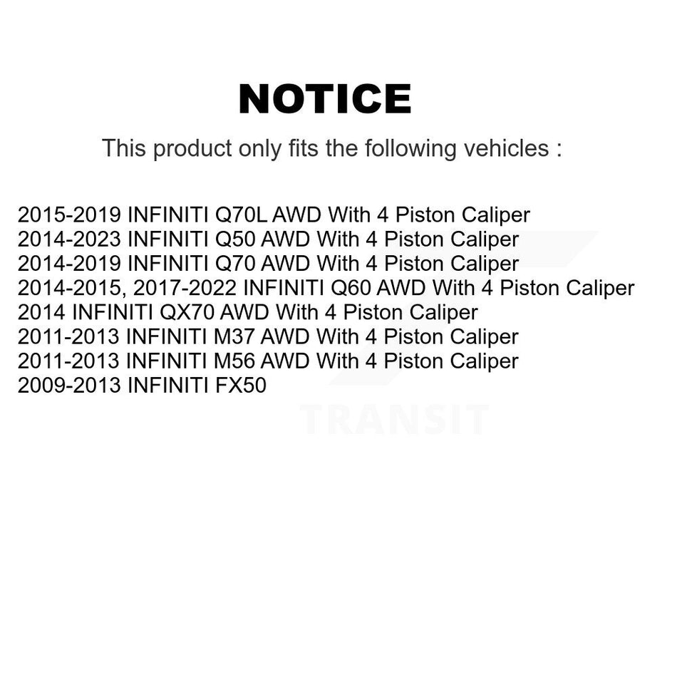 Front Hub Bearing Drilled Slot Brake Rotor Pad Kit For INFINITI Q50 Q60 M37 FX50 QX70 Q70 KBB-103356