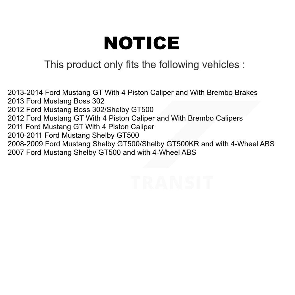 Front Hub Bearing Assembly With Coated Disc Brake Rotors And Semi-Metallic Pads Kit For Ford Mustang KBB-103566