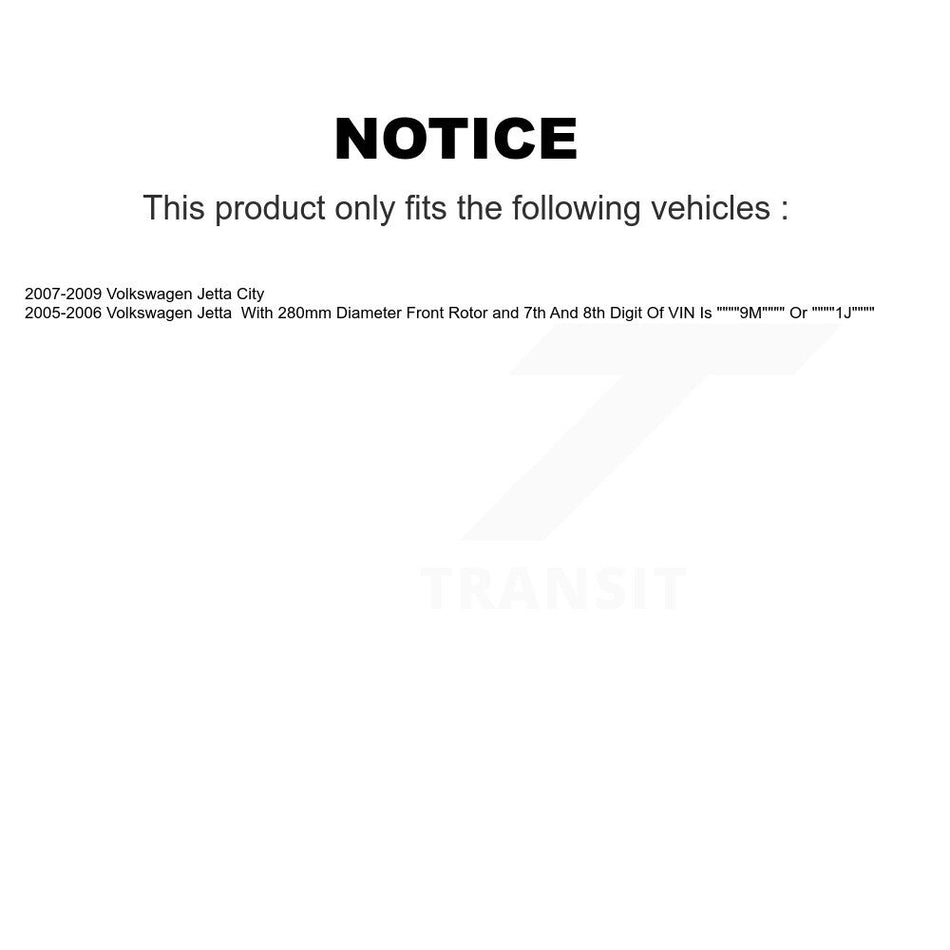 Front Hub Bearing Assembly With Coated Disc Brake Rotors And Semi-Metallic Pads Kit For Volkswagen Jetta Golf City KBB-103585