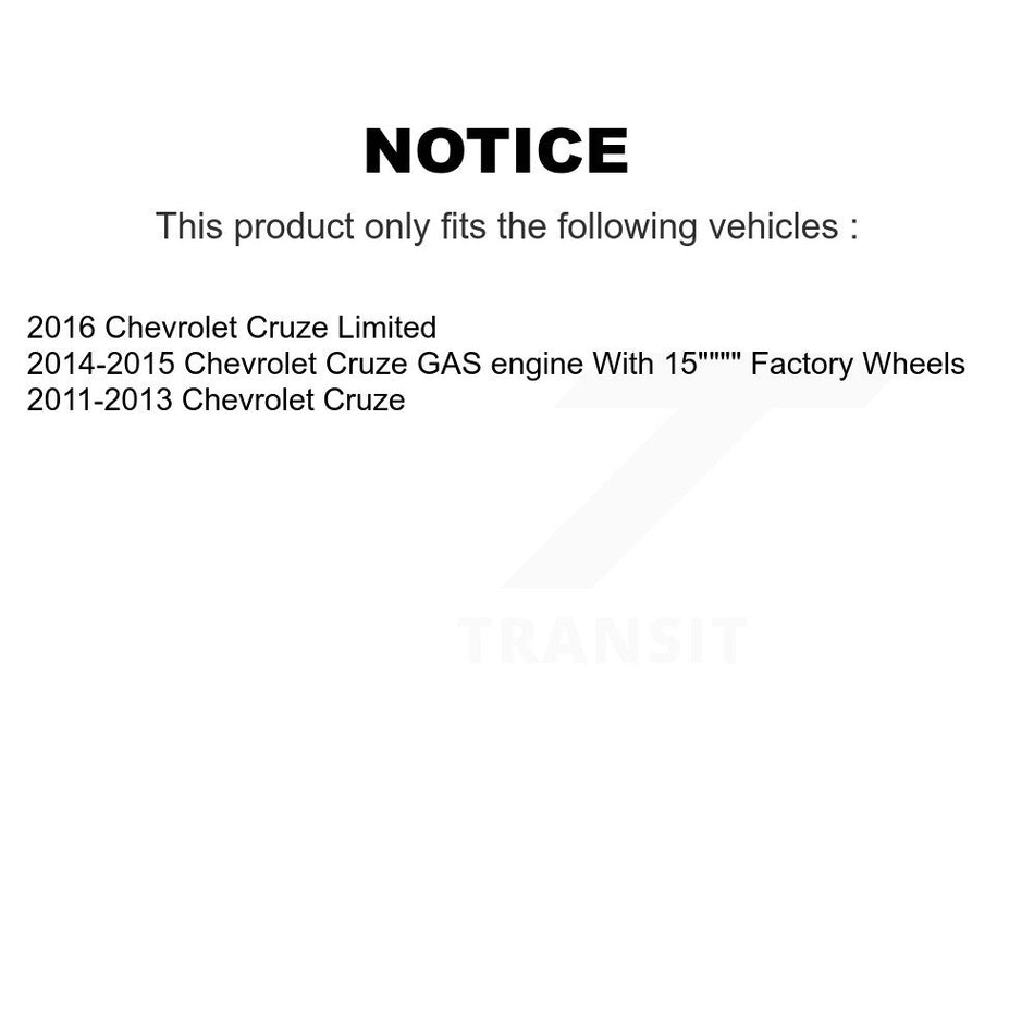 Front Hub Bearing Assembly With Coated Disc Brake Rotors And Semi-Metallic Pads Kit For Chevrolet Cruze Limited KBB-103698