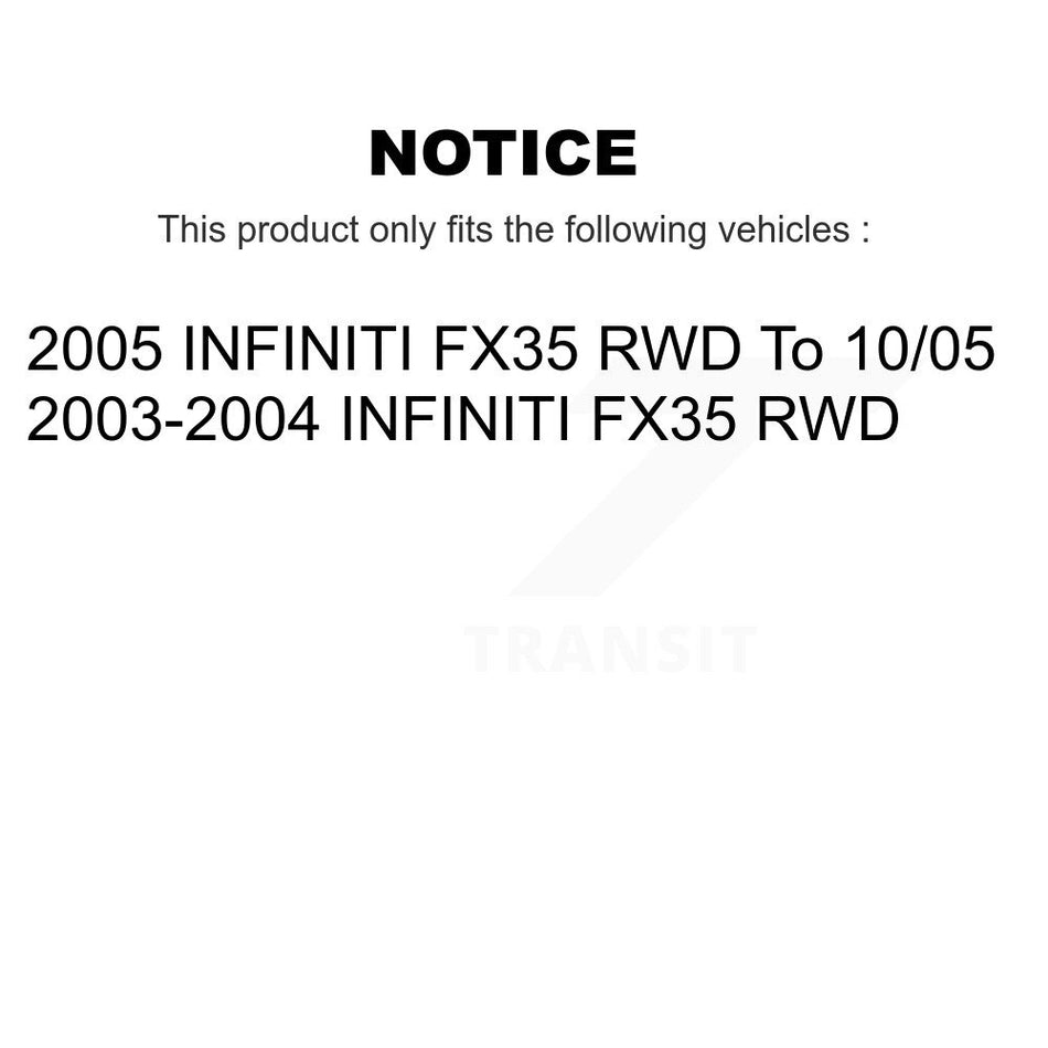 Front Hub Bearing Assembly With Coated Disc Brake Rotors And Semi-Metallic Pads Kit For INFINITI FX35 RWD KBB-103721