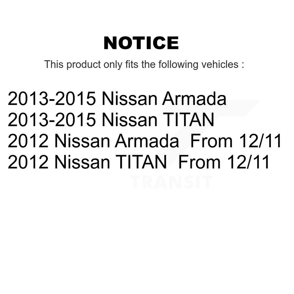 Front Hub Bearing Assembly With Coated Disc Brake Rotors And Semi-Metallic Pads Kit For Nissan Titan Armada TITAN 4WD KBB-103894
