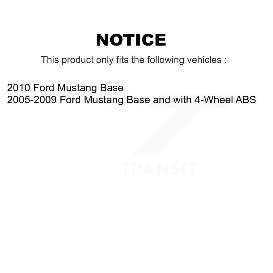 Front Hub Bearing Assembly With Coated Disc Brake Rotors And Semi-Metallic Pads Kit For Ford Mustang KBB-104047