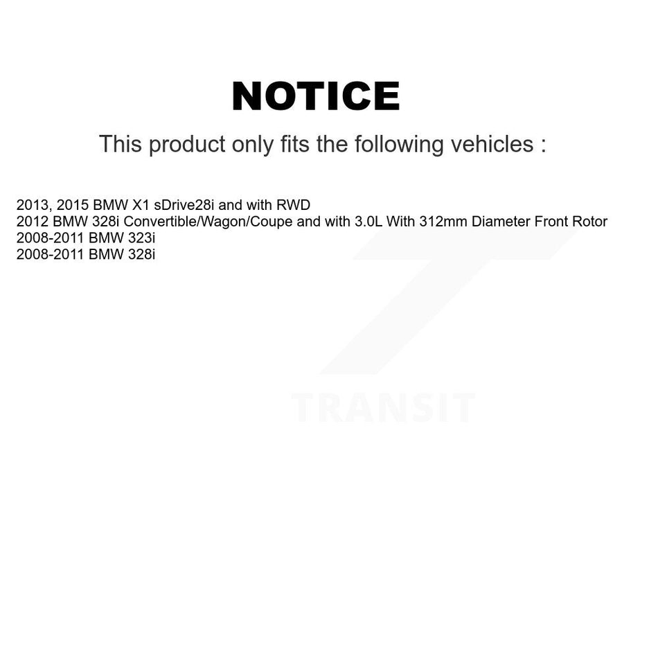 Front Hub Bearing Assembly With Coated Disc Brake Rotors And Semi-Metallic Pads Kit For BMW 328i X1 323i KBB-104082