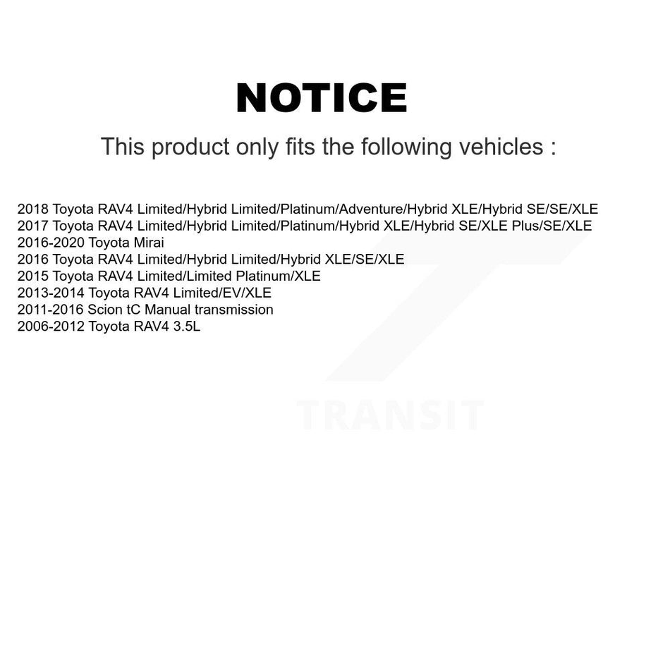 Front Hub Bearing Assembly With Coated Disc Brake Rotors And Semi-Metallic Pads Kit For Toyota RAV4 Scion tC Mirai KBB-104088