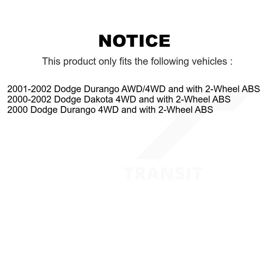 Front Hub Bearing Assembly With Coated Disc Brake Rotors And Semi-Metallic Pads Kit For Dodge Dakota Durango KBB-104251