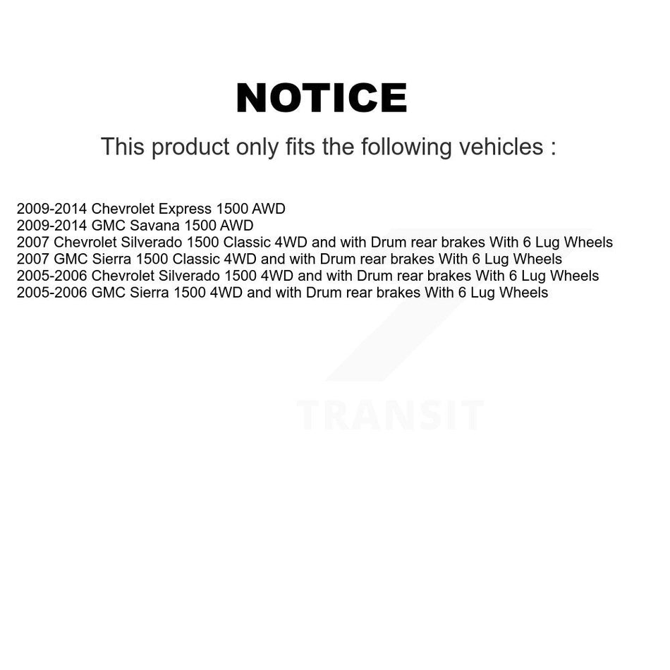 Front Hub Bearing Assembly With Coated Disc Brake Rotors And Semi-Metallic Pads Kit For Chevrolet Silverado 1500 GMC Sierra Classic Express Savana KBB-104268