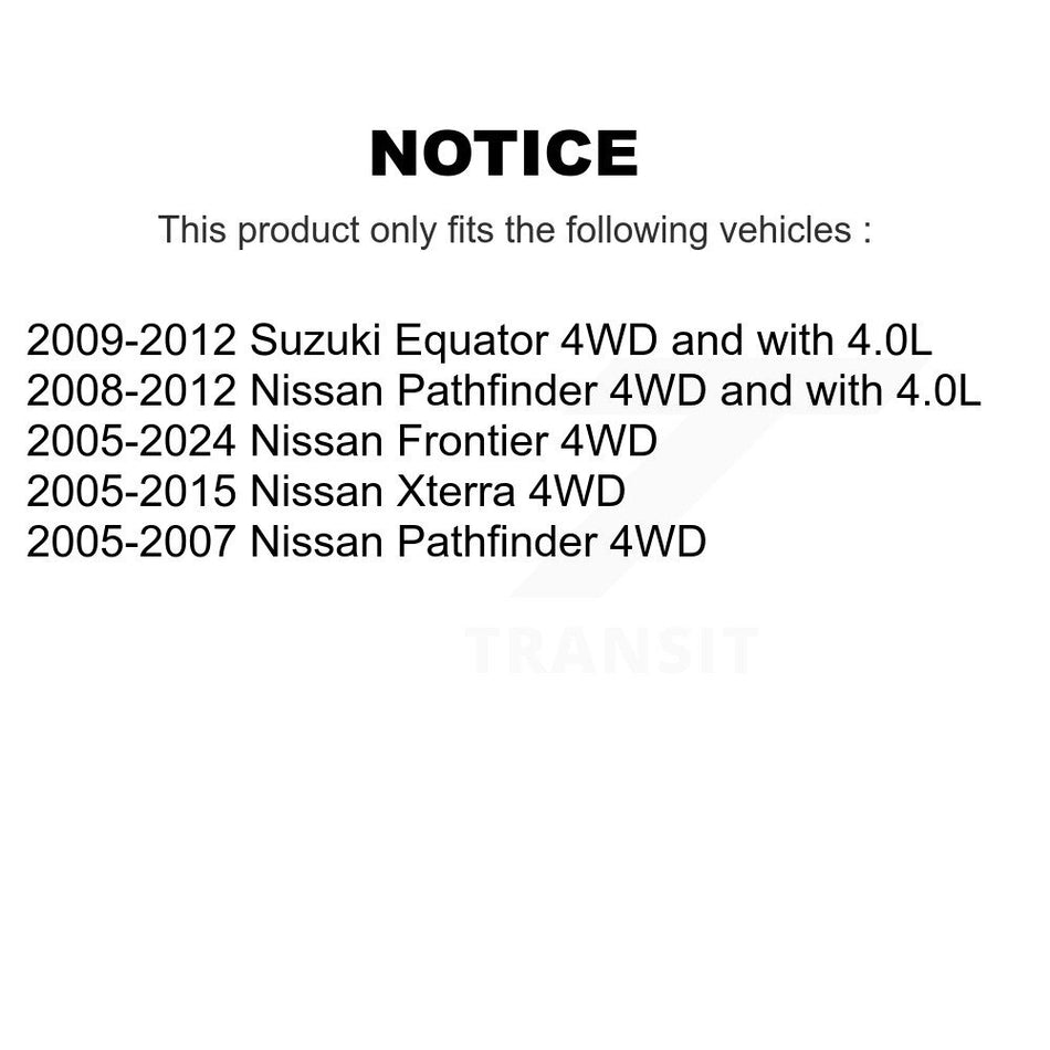 Front Hub Bearing Assembly With Coated Disc Brake Rotors And Semi-Metallic Pads Kit For Nissan Frontier Pathfinder Xterra Suzuki Equator KBB-104295