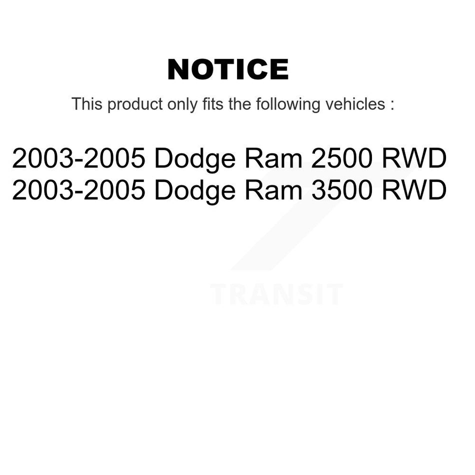 Front Hub Bearing Assembly With Coated Disc Brake Rotors And Semi-Metallic Pads Kit For 2003-2005 Dodge Ram 2500 3500 RWD KBB-104320