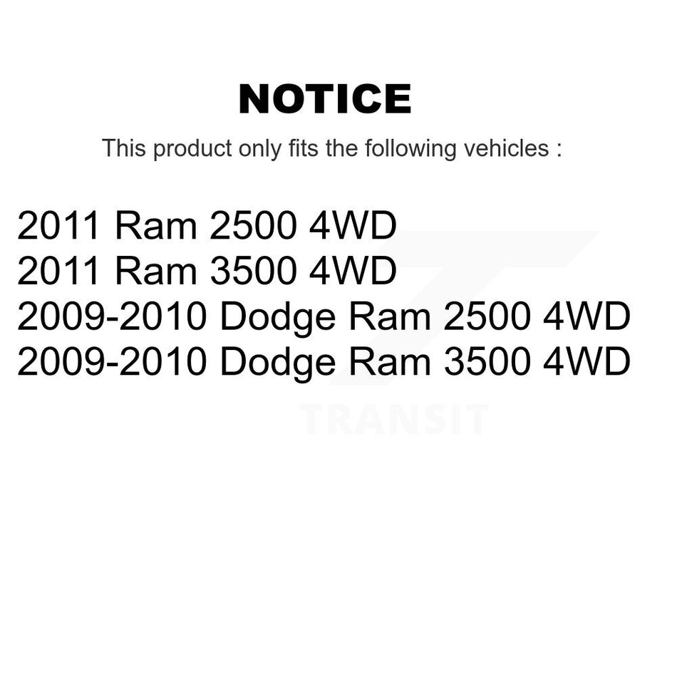 Front Hub Bearing Assembly With Coated Disc Brake Rotors And Semi-Metallic Pads Kit For Dodge Ram 2500 3500 4WD KBB-104350