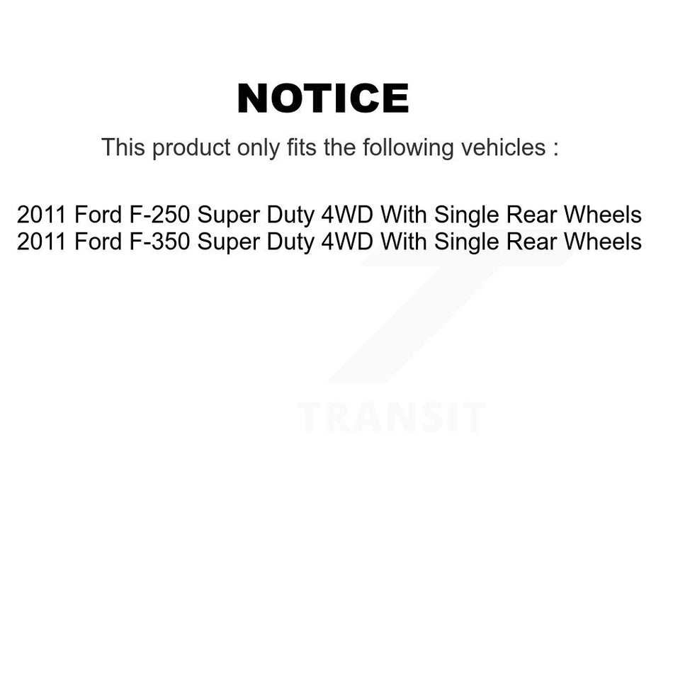 Front Hub Bearing Assembly With Coated Disc Brake Rotors And Semi-Metallic Pads Kit For 2011-2011 Ford F-250 Super Duty F-350 Single Rear Wheels 4WD KBB-104355