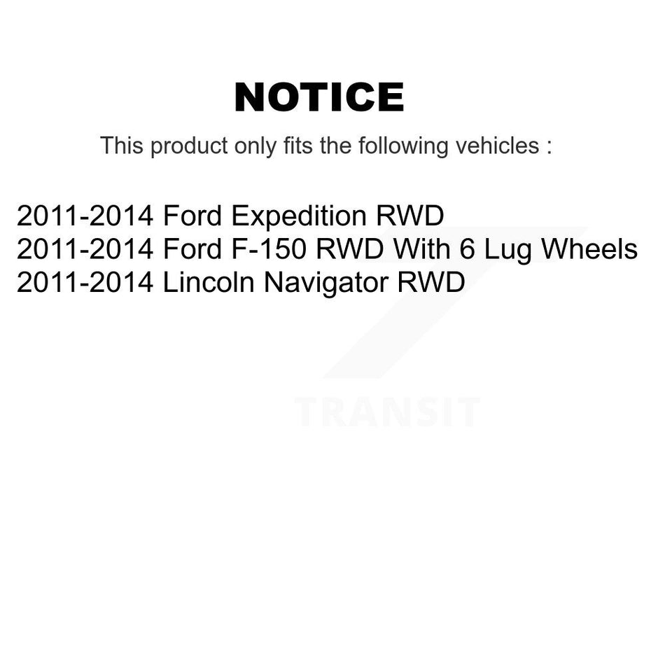 Front Hub Bearing Assembly With Coated Disc Brake Rotors And Semi-Metallic Pads Kit For 2011-2014 Ford F-150 Expedition Lincoln Navigator RWD KBB-104364