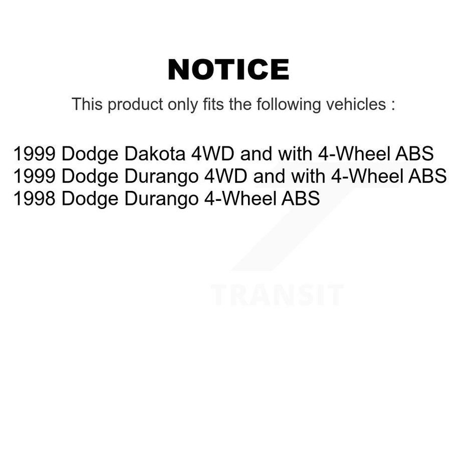 Front Hub Bearing Assembly With Coated Disc Brake Rotors And Semi-Metallic Pads Kit For Dodge Durango Dakota KBB-104388