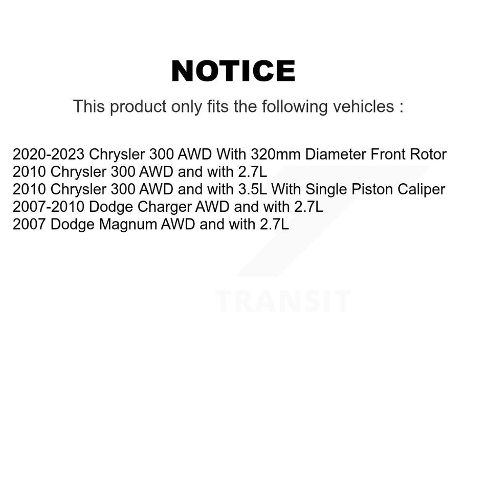 Front Hub Bearing Assembly With Coated Disc Brake Rotors And Ceramic Pads Kit For Dodge Charger Chrysler 300 Magnum KBB-104537