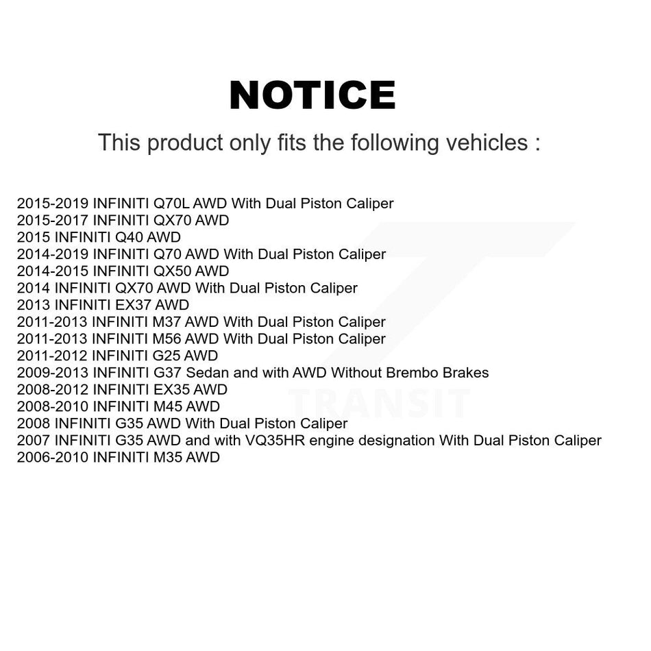 Front Hub Bearing Coated Brake Rotor Pad Kit For INFINITI G37 EX35 G35 QX50 QX70 M35 EX37 KBB-104701