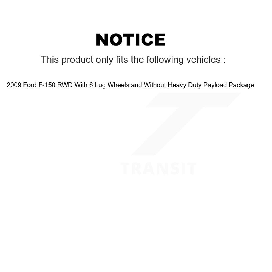 Front Hub Bearing Assembly With Coated Disc Brake Rotors And Ceramic Pads Kit For 2009 Ford F-150 RWD 6 Lug Wheels Without Heavy Duty Payload Package KBB-104845