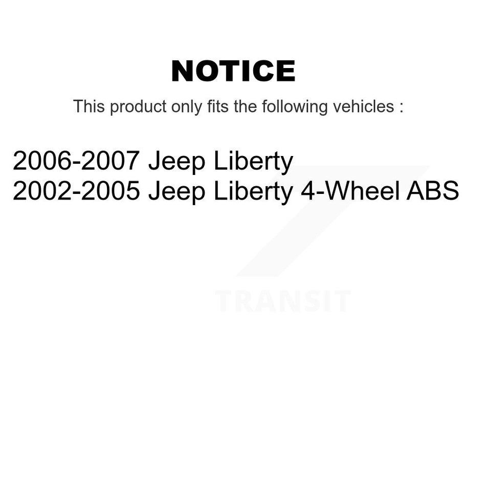 Front Hub Bearing Assembly With Coated Disc Brake Rotors And Ceramic Pads Kit For Jeep Liberty KBB-104895