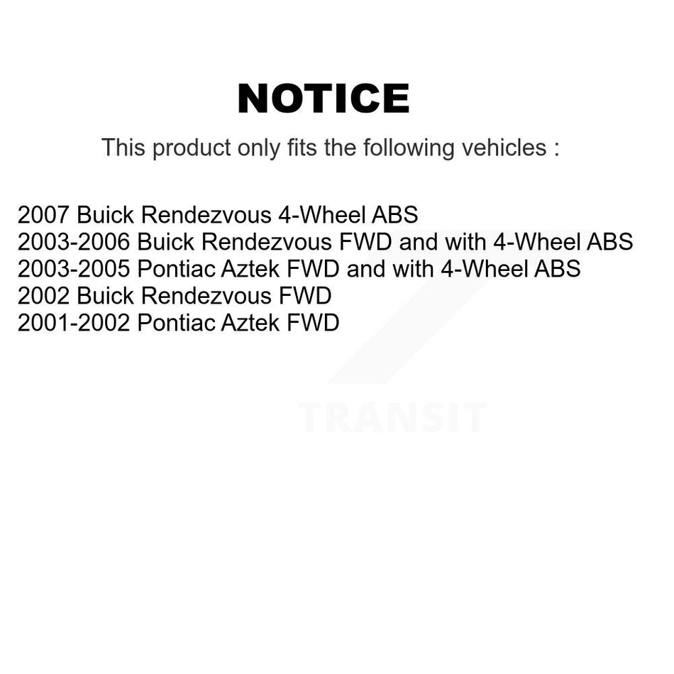 Front Hub Bearing Assembly With Disc Brake Rotors And Semi-Metallic Pads Kit For Buick Rendezvous Pontiac Aztek KBB-104952