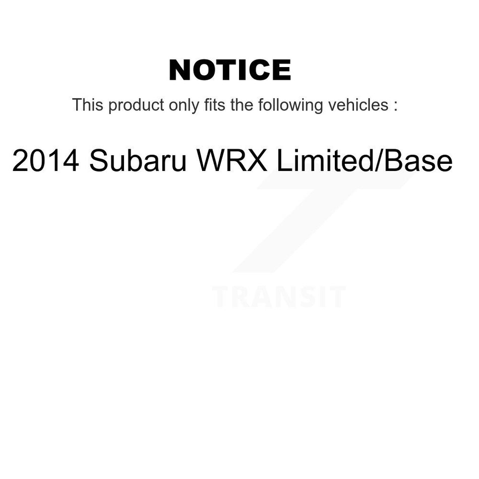 Front Hub Bearing Assembly With Disc Brake Rotors And Semi-Metallic Pads Kit For 2014 Subaru WRX Limited Base KBB-105049