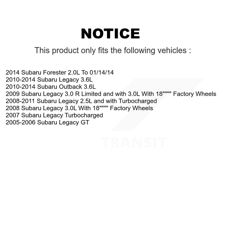 Front Hub Bearing Assembly With Disc Brake Rotors And Semi-Metallic Pads Kit For Subaru Outback Legacy Forester KBB-105050