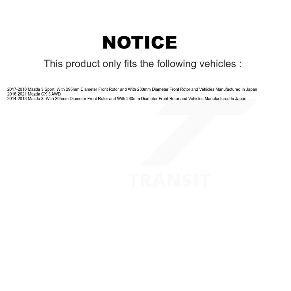 Front Hub Bearing Assembly With Disc Brake Rotors And Semi-Metallic Pads Kit For Mazda 3 CX-3 Sport KBB-105251