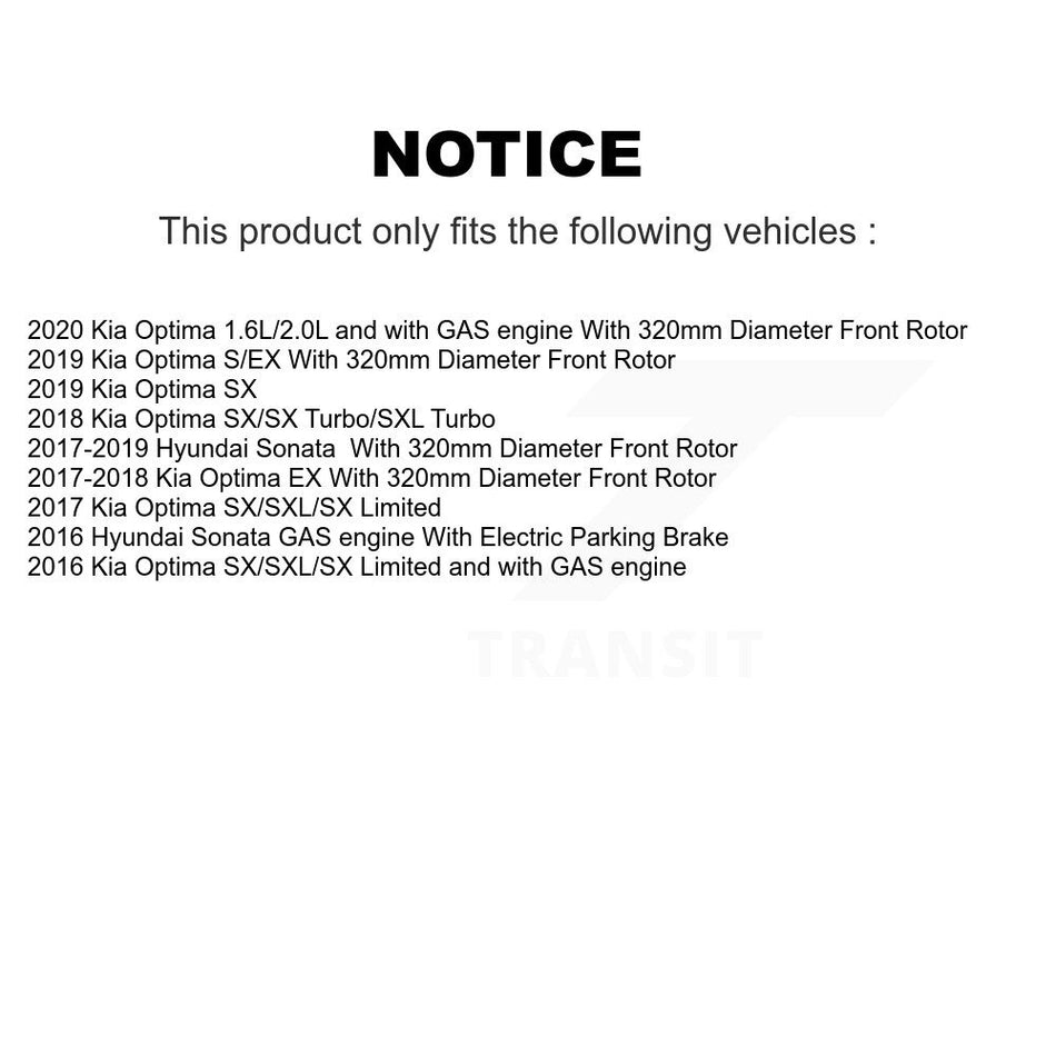 Front Hub Bearing Assembly With Disc Brake Rotors And Semi-Metallic Pads Kit For Hyundai Sonata Kia Optima KBB-105272