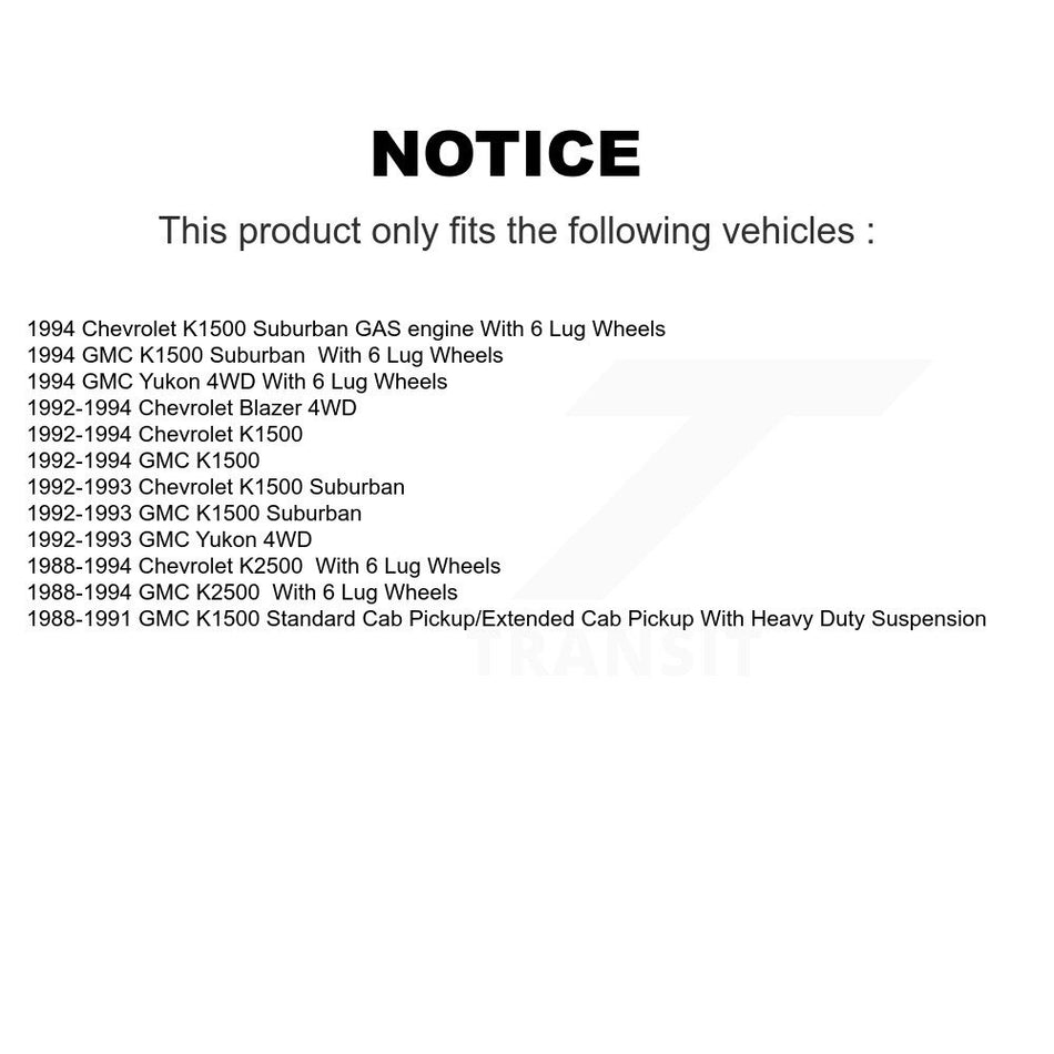 Front Hub Bearing Assembly With Disc Brake Rotors And Semi-Metallic Pads Kit For Chevrolet K1500 GMC K2500 Suburban Blazer Yukon KBB-105280