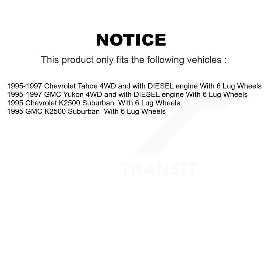 Front Hub Bearing Assembly With Disc Brake Rotors And Semi-Metallic Pads Kit For Chevrolet Tahoe GMC Yukon K2500 Suburban KBB-105300