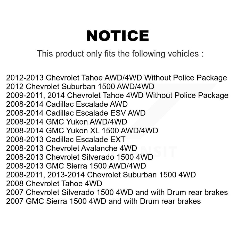 Front Hub Bearing Assembly Disc Brake Rotors And Semi-Metallic Pads Kit For Chevrolet Silverado 1500 GMC Sierra Tahoe Suburban Yukon Cadillac XL Avalanche Escalade ESV EXT KBB-105390