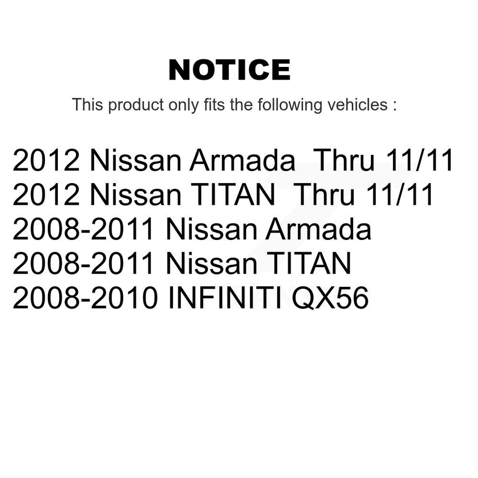 Front Hub Bearing Assembly With Disc Brake Rotors And Semi-Metallic Pads Kit For Nissan Titan Armada Infiniti QX56 INFINITI TITAN KBB-105414
