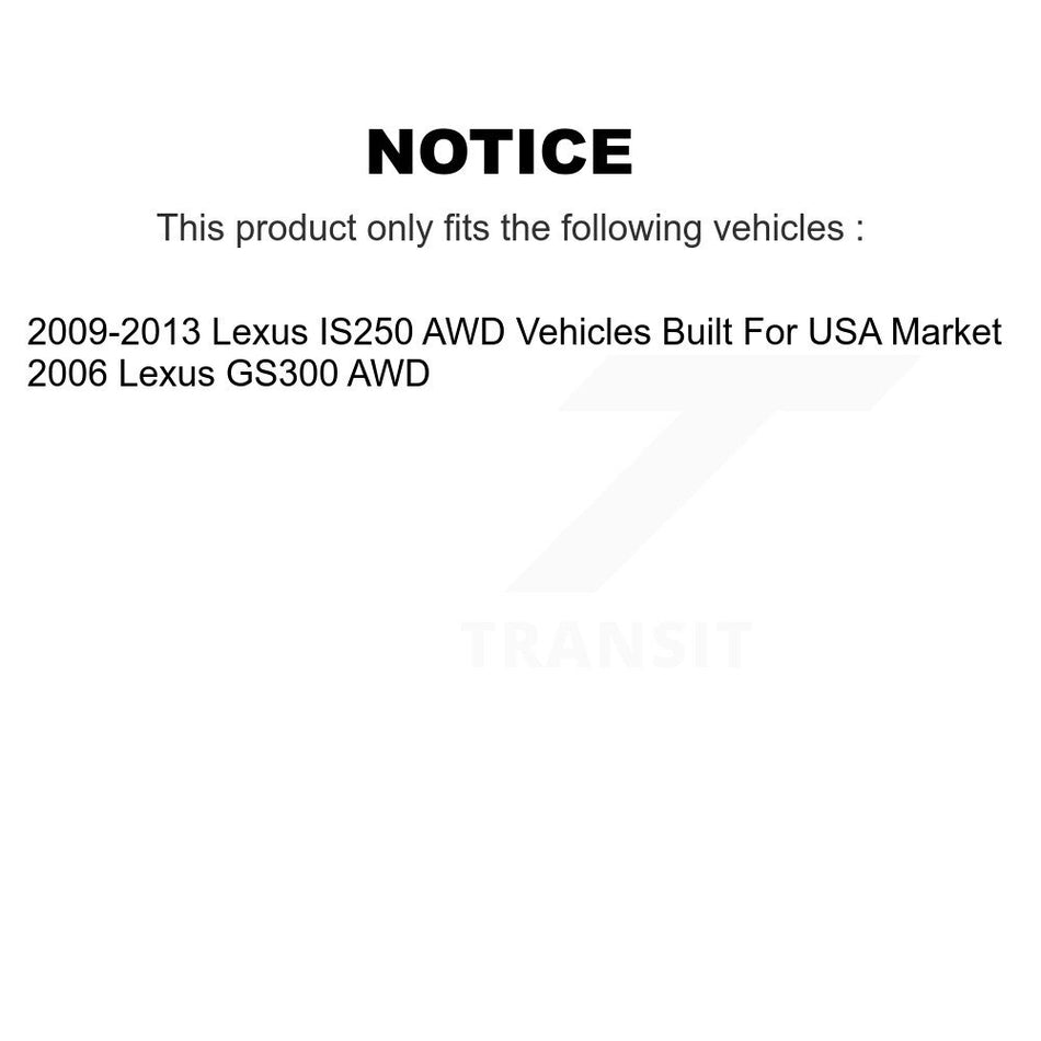Front Hub Bearing Assembly With Disc Brake Rotors And Semi-Metallic Pads Kit (5Pc) For Lexus IS250 GS300 AWD KBB-105455