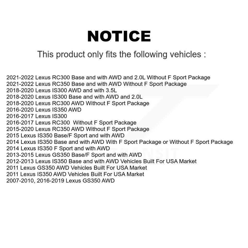 Front Hub Bearing Assembly With Disc Brake Rotors And Semi-Metallic Pads Kit (5Pc) For Lexus GS350 IS300 IS350 RC350 RC300 KBB-105459