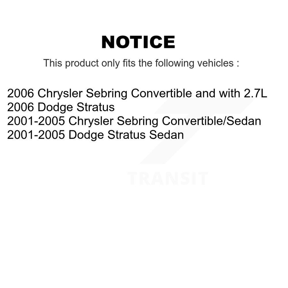 Front Hub Bearing Assembly With Disc Brake Rotors And Semi-Metallic Pads Kit For Chrysler Sebring Dodge Stratus KBB-105516