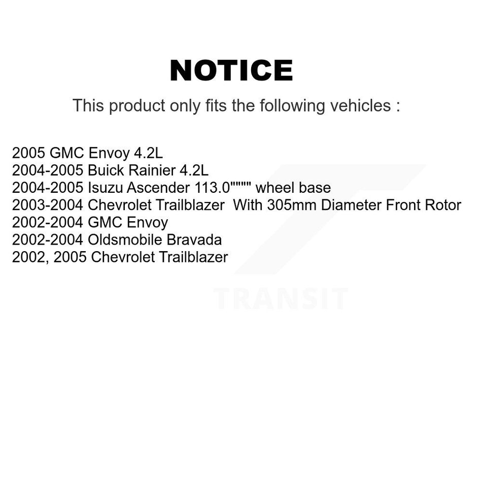 Front Hub Bearing Assembly With Disc Brake Rotors And Semi-Metallic Pads Kit For Chevrolet Trailblazer GMC Envoy Buick Rainier Oldsmobile Bravada Isuzu Ascender KBB-105576
