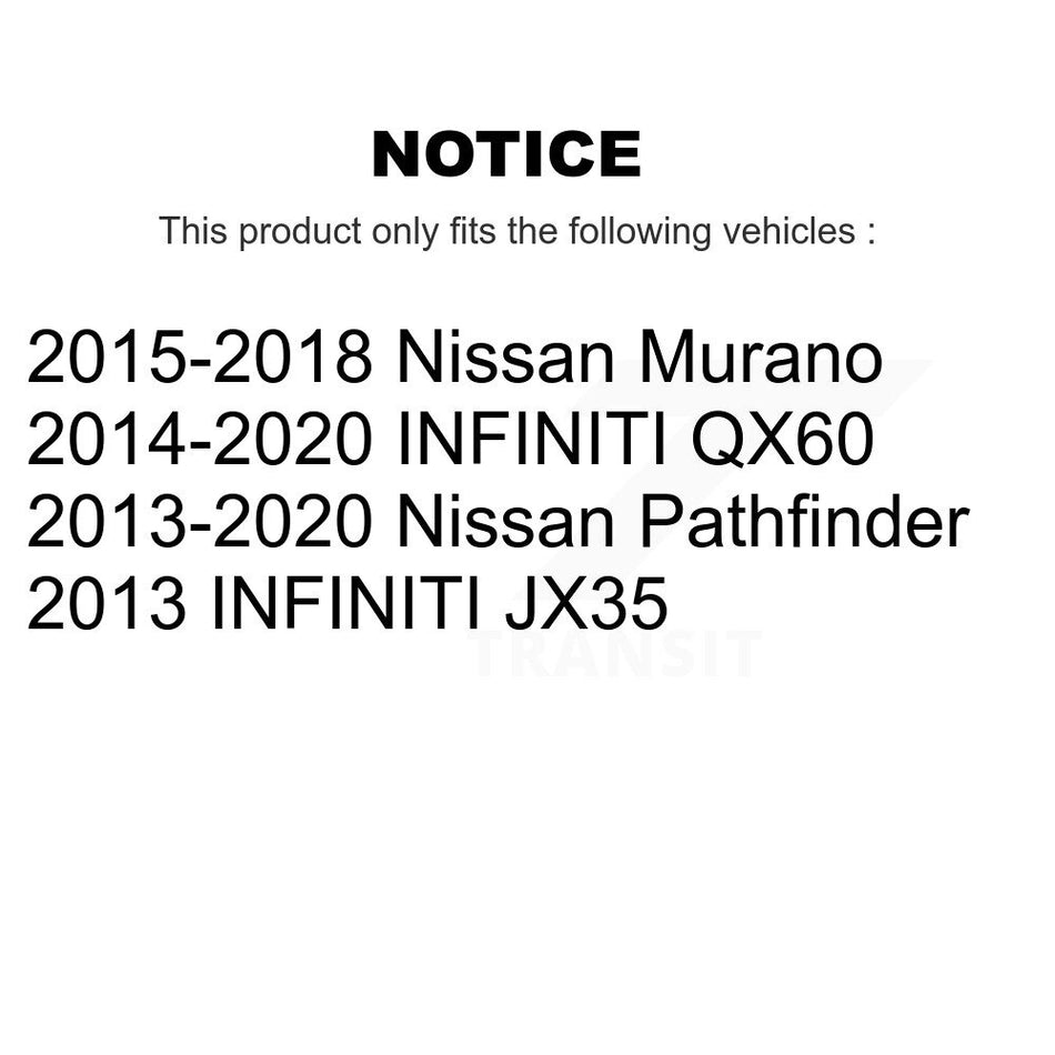Front Hub Bearing Assembly With Disc Brake Rotors And Semi-Metallic Pads Kit For Nissan Pathfinder Murano INFINITI QX60 JX35 KBB-105757