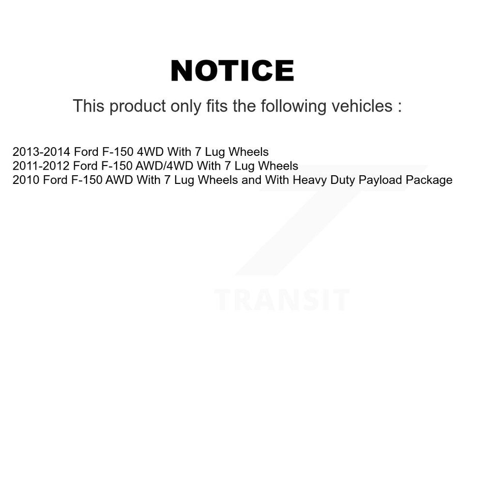 Front Hub Bearing Assembly With Disc Brake Rotors And Semi-Metallic Pads Kit For Ford F-150 KBB-105792