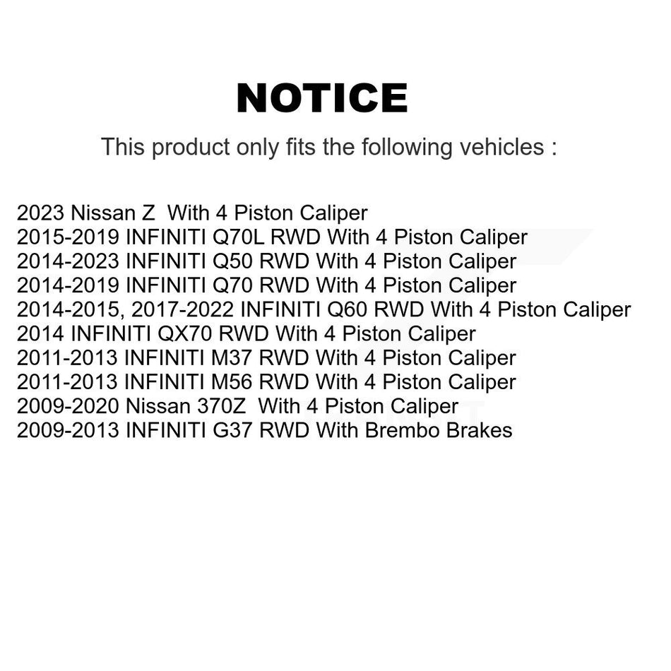 Front Hub Bearing Assembly With Disc Brake Rotors And Semi-Metallic Pads Kit For INFINITI G37 Q50 Nissan 370Z Q60 M37 Q70 Q70L QX70 M56 Z KBB-105807
