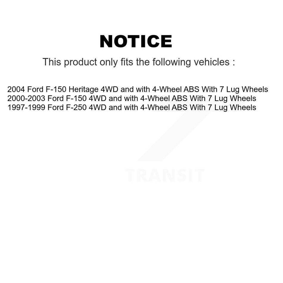 Front Hub Bearing Assembly With Disc Brake Rotors And Semi-Metallic Pads Kit For Ford F-150 Heritage F-250 7 Lug Wheels 4WD with 4-Wheel ABS KBB-105882