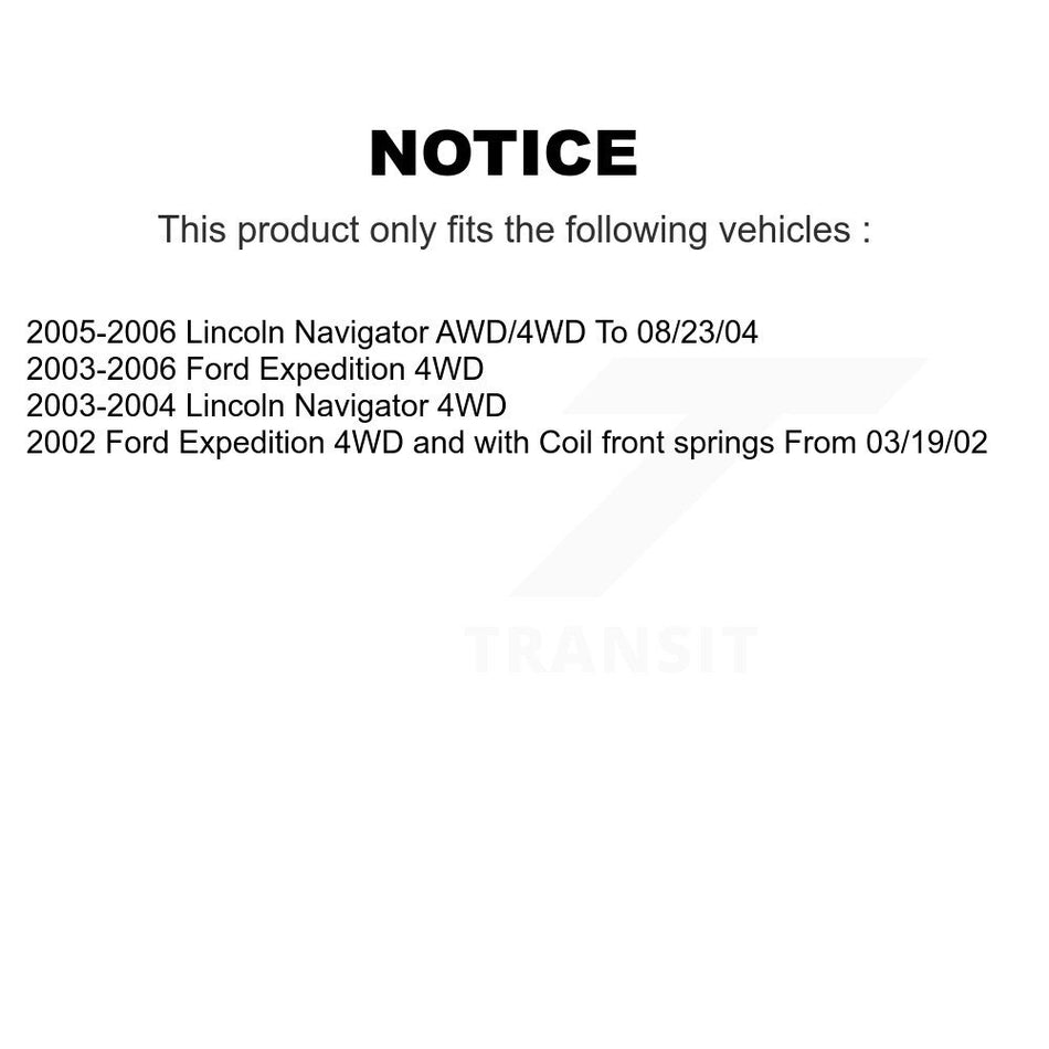 Front Hub Bearing Assembly With Disc Brake Rotors And Semi-Metallic Pads Kit For Ford Expedition Lincoln Navigator KBB-105906