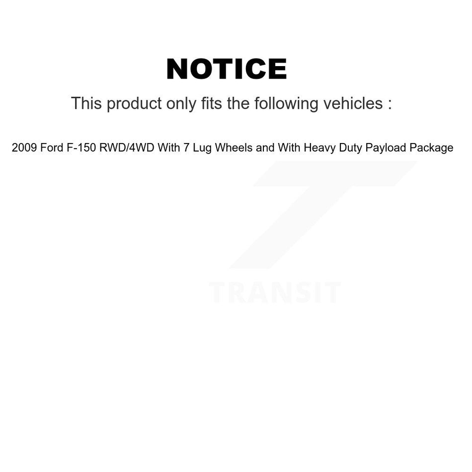 Front Hub Bearing Assembly With Disc Brake Rotors And Semi-Metallic Pads Kit For 2009 Ford F-150 RWD 4WD 7 Lug Wheels Heavy Duty Payload Package KBB-105989