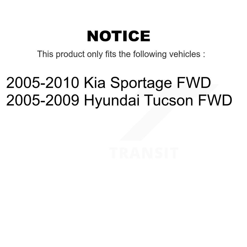 Front Rear Wheel Hub Bearings Assembly Disc Brake Rotors And Semi-Metallic Pads Kit (10Pc) For Kia Sportage Hyundai Tucson FWD KBB-106215